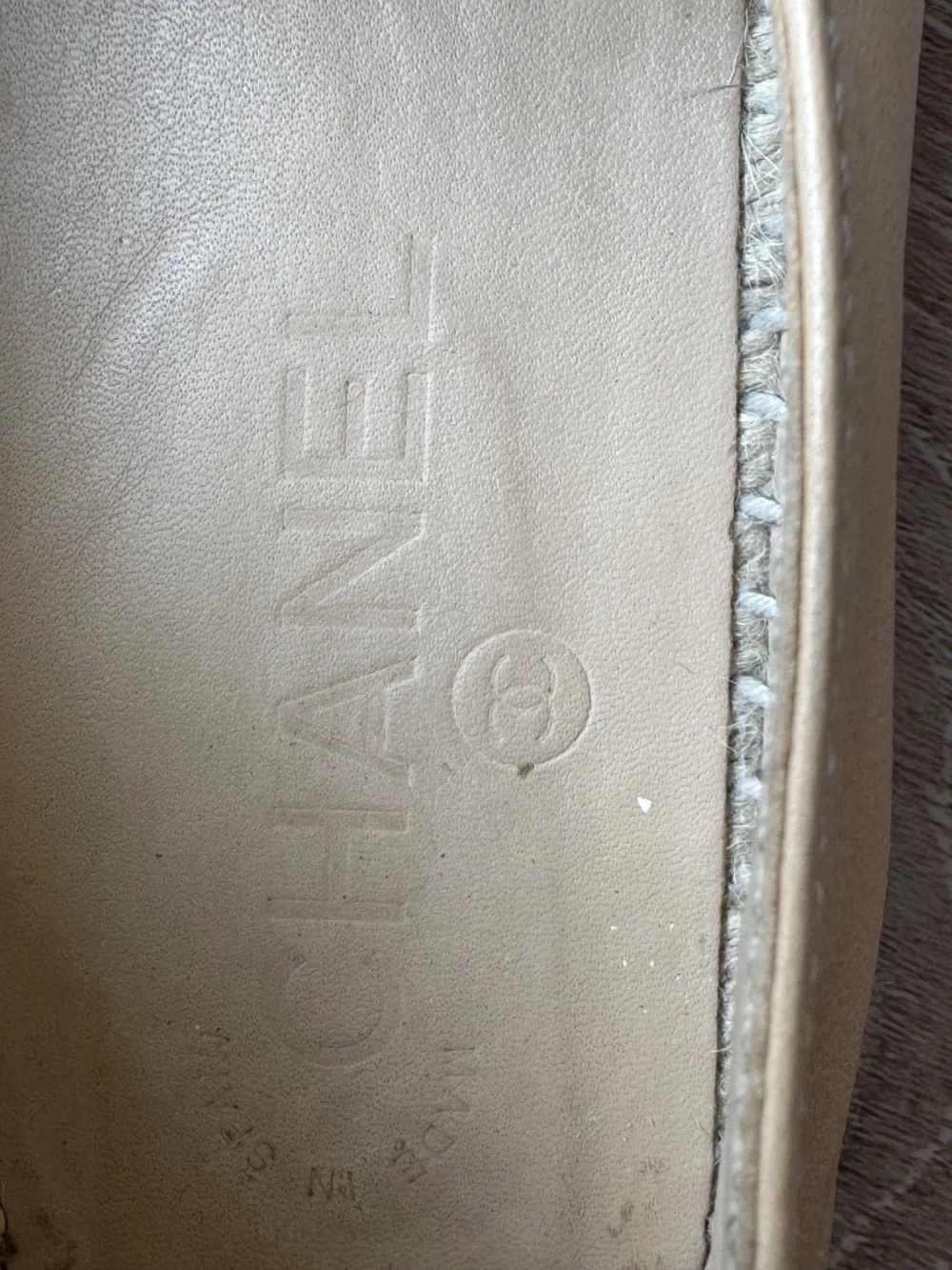 CHANEL Beige and Black Espadrille Flats